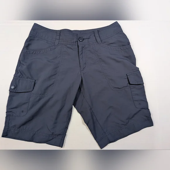 Columbia Omni Wick Cargo Shorts Womens 2 10L Blue Nylon Outdoor Hiking Casual - Picture 1 of 8